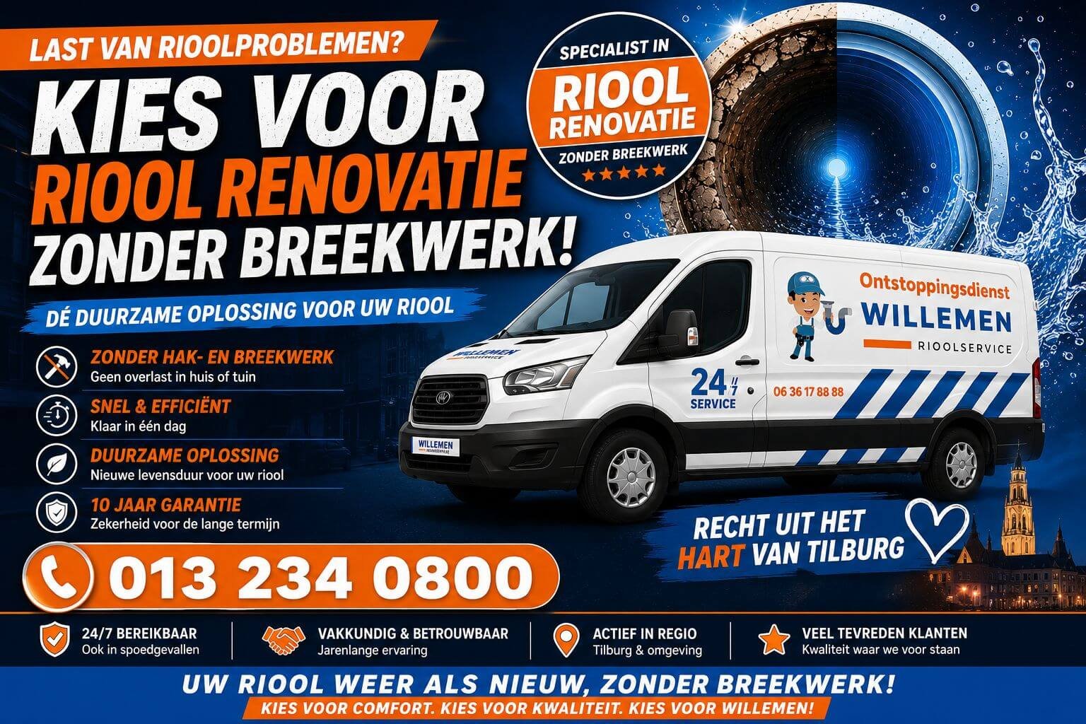 Rioolrenovatie zonder hak en breekwerk Rioolservice Willemen