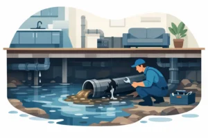 Water in de kruipruimte door riool oplossen