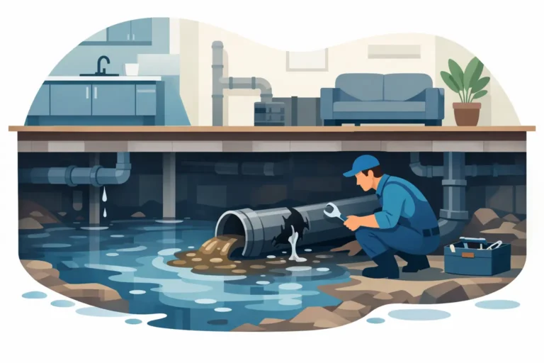 Water in de kruipruimte door riool oplossen